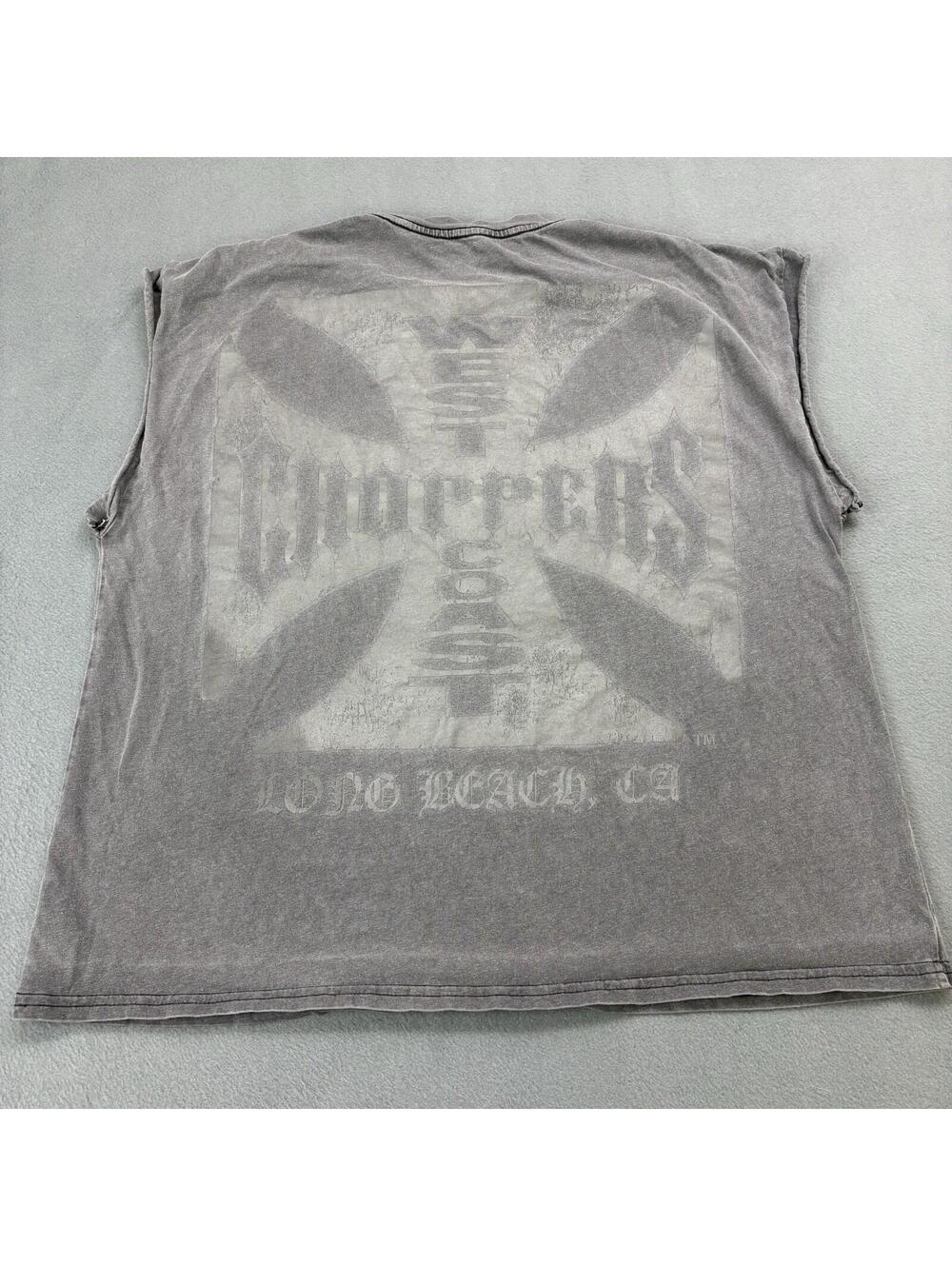 West Coast Choppers Cut Off Muscle Shirt Size Large Gray Boxy Fit
